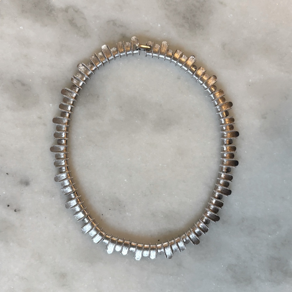 JOMAZ Vintage Silvertone Articulated Collar necklace - 1950s/60s